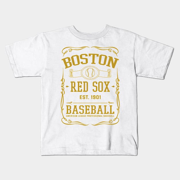 Vintage Red Sox American Baseball Kids T-Shirt by carlesclan